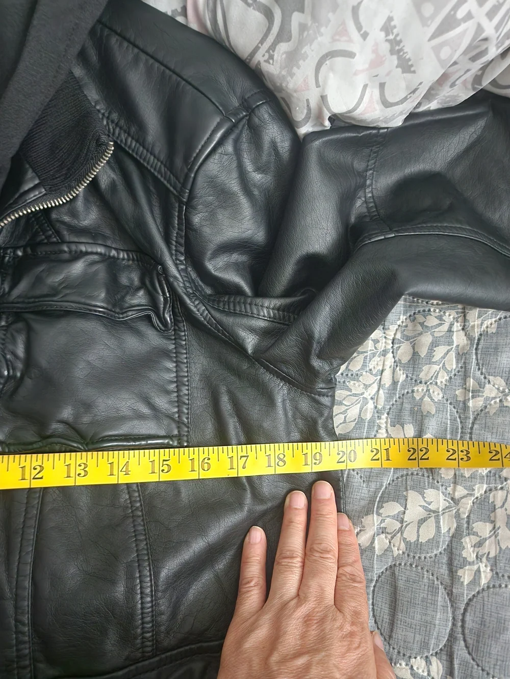 Members Only Black Leather Military-Style Jacket. Never Worn.